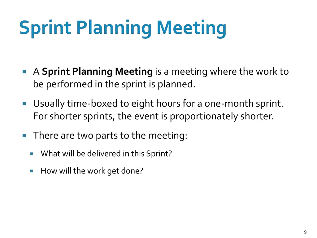 a sprint planning meeting is a meeting where