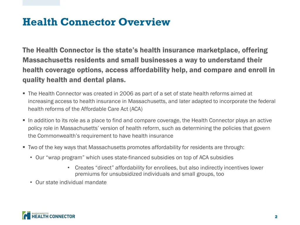 health connector overview