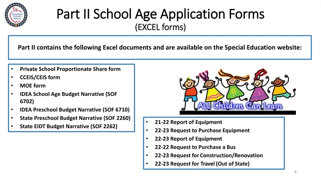 part ii school age application forms part