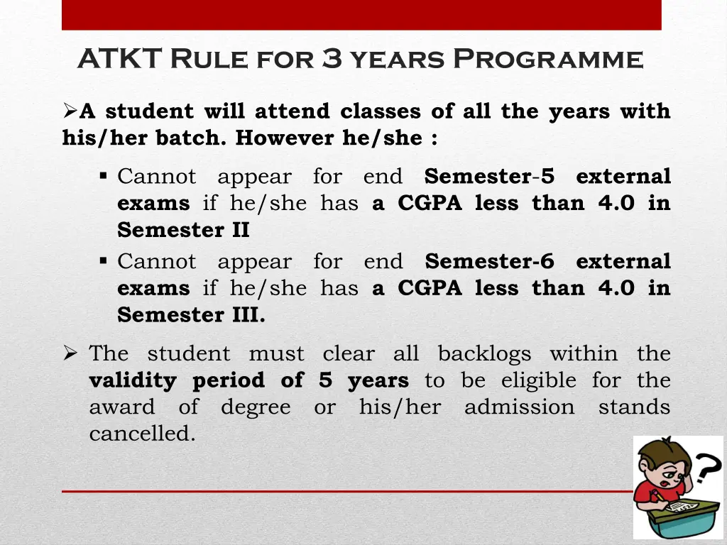 atkt rule for 3 years programme