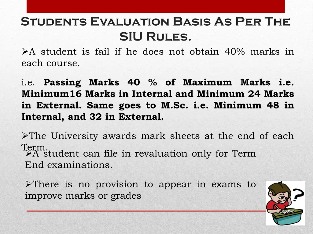 students evaluation basis as per the siu rules 1