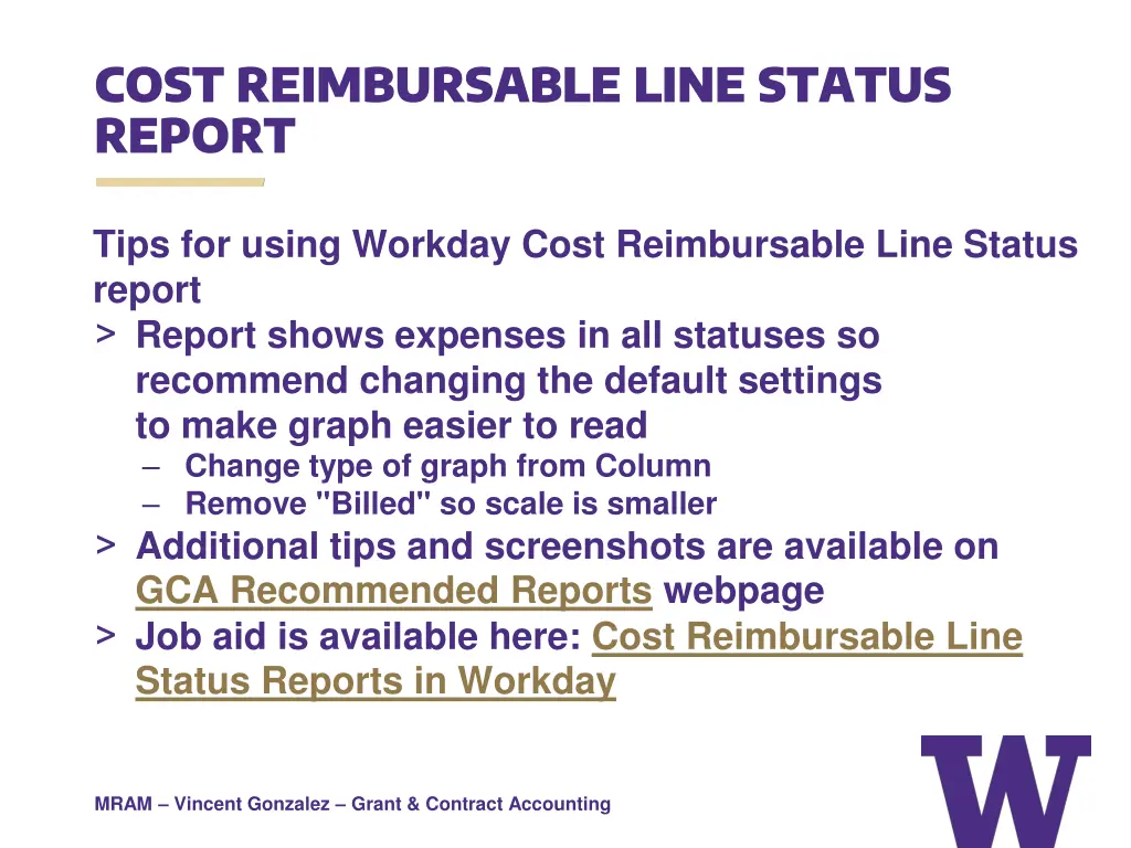 cost reimbursable line status report 1