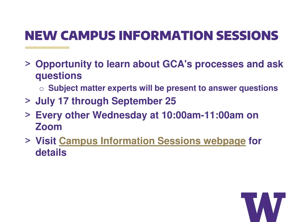 new campus information sessions