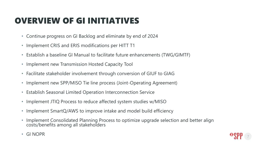 overview of gi initiatives