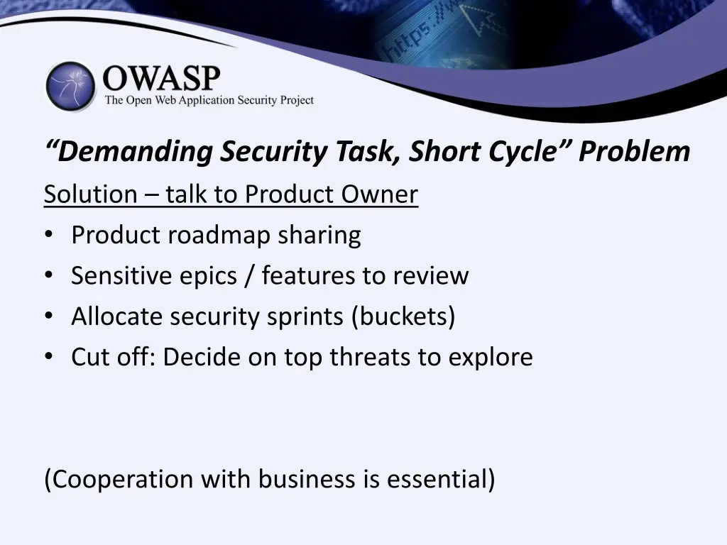 demanding security task short cycle problem