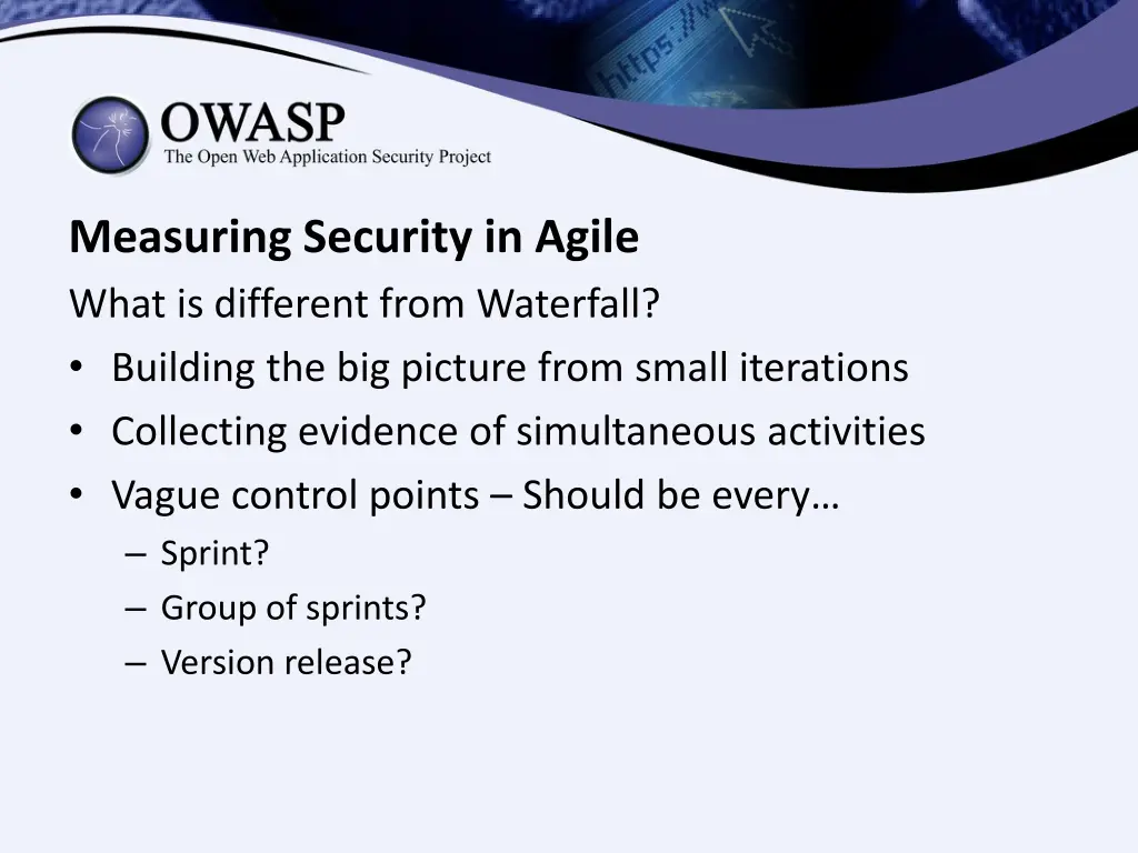 measuring security in agile what is different