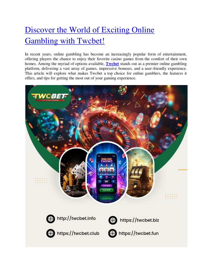 discover the world of exciting online gambling