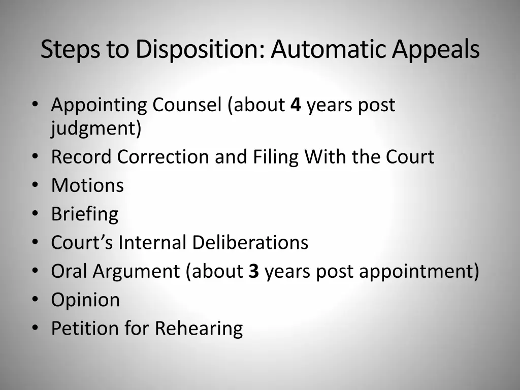 steps to disposition automatic appeals