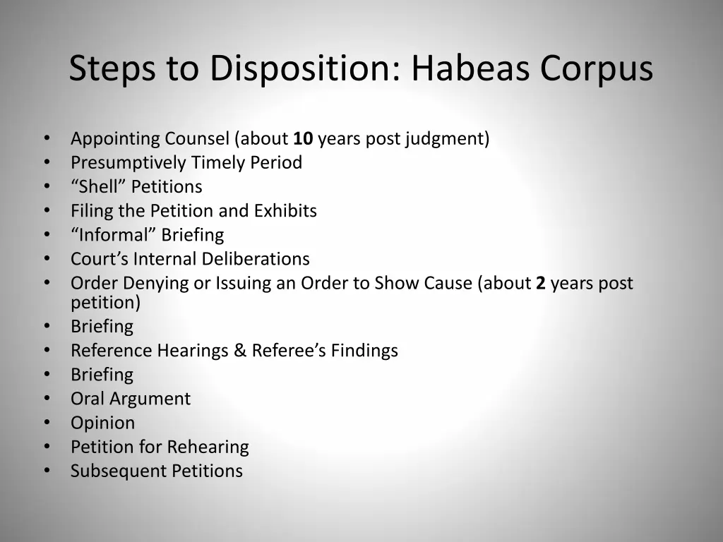 steps to disposition habeas corpus