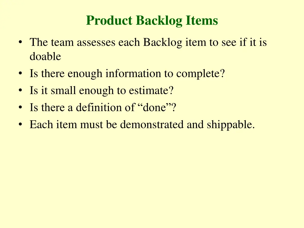 product backlog items