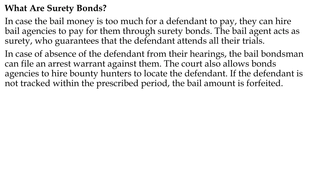 what are surety bonds in case the bail money