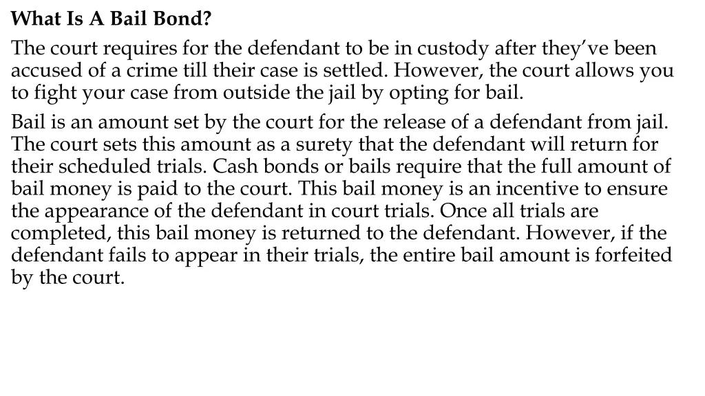 what is a bail bond the court requires