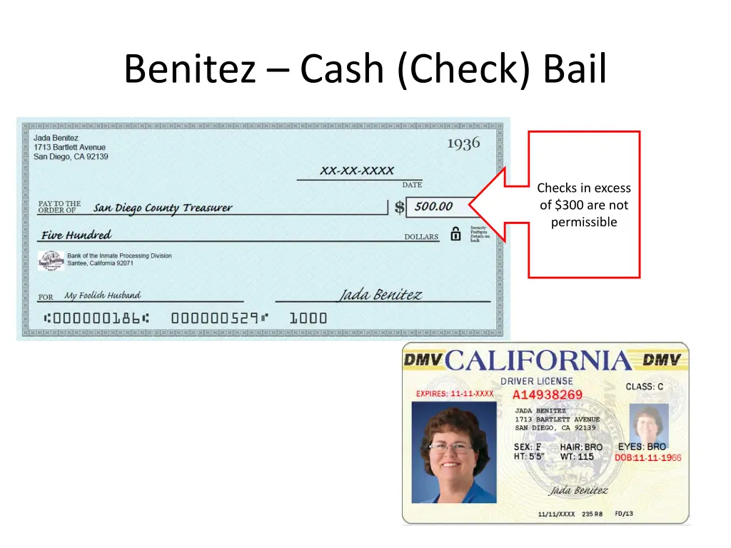 benitez cash check bail