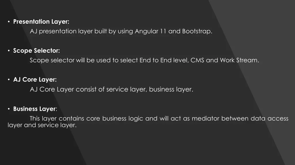 presentation layer aj presentation layer built