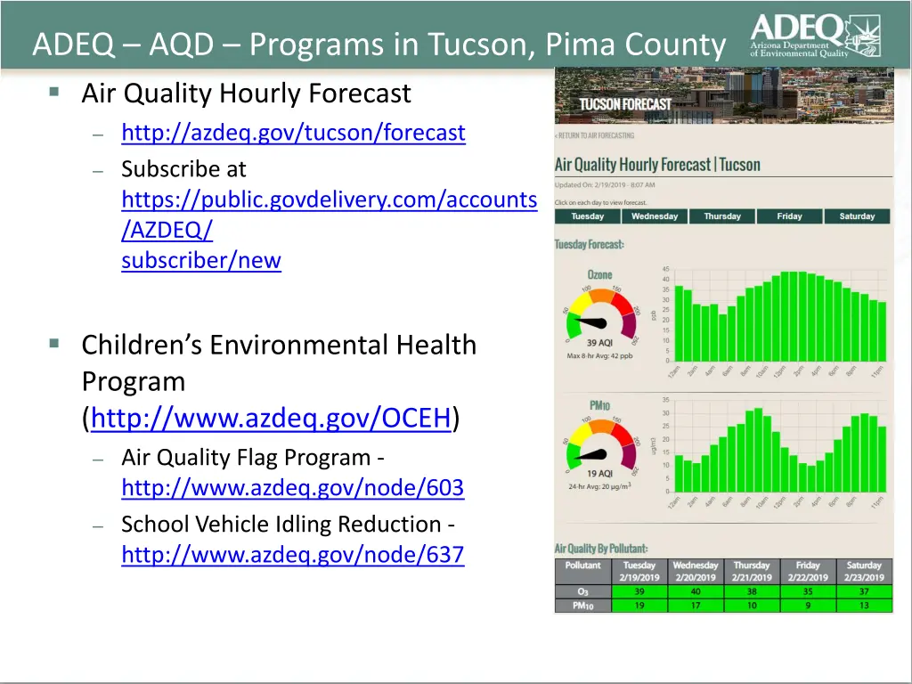 adeq aqd programs in tucson pima county