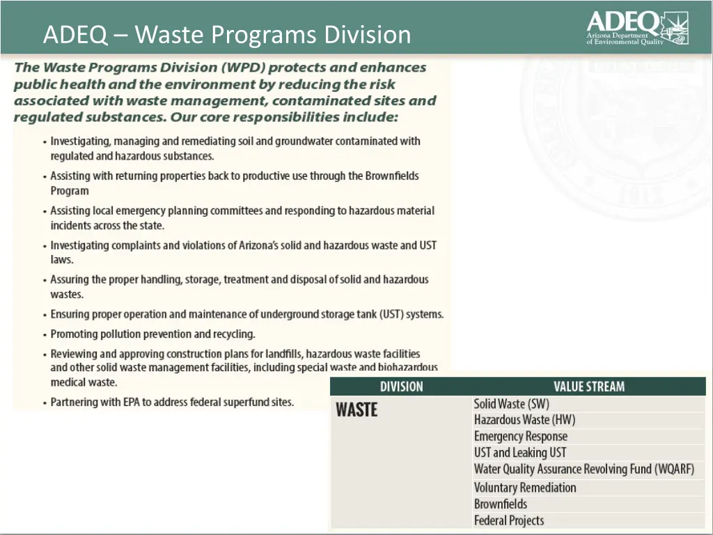 adeq waste programs division