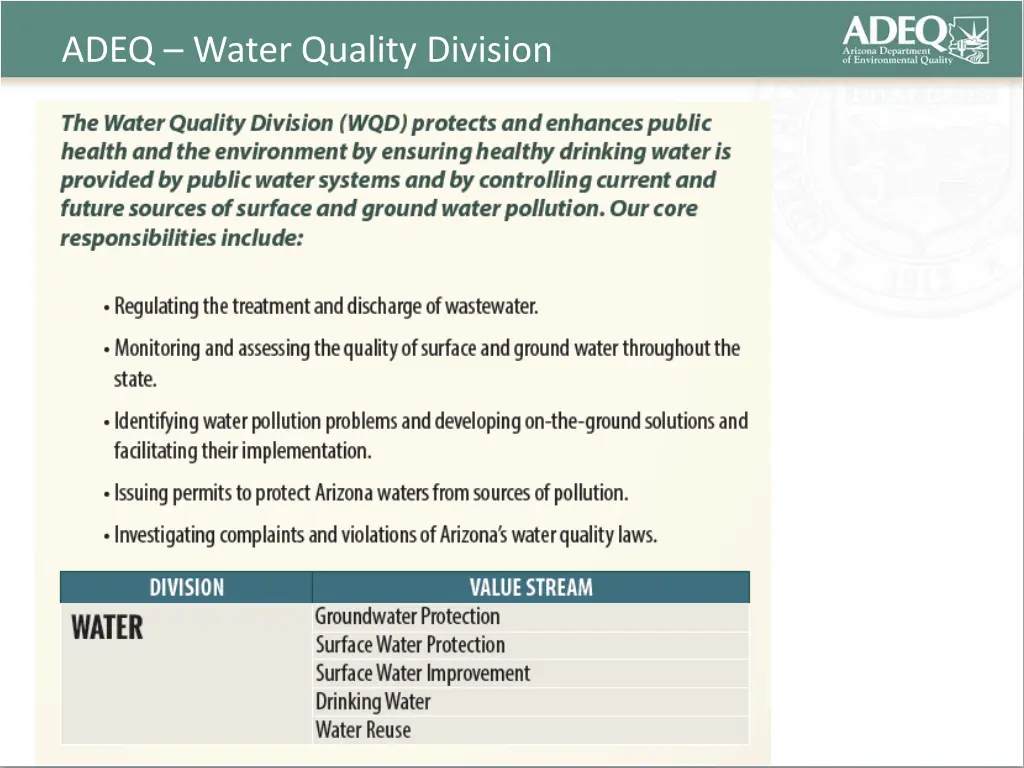 adeq water quality division