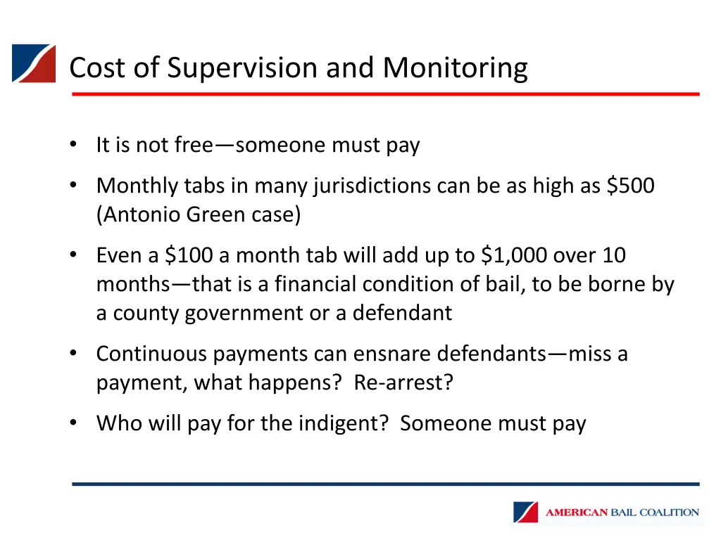 cost of supervision and monitoring