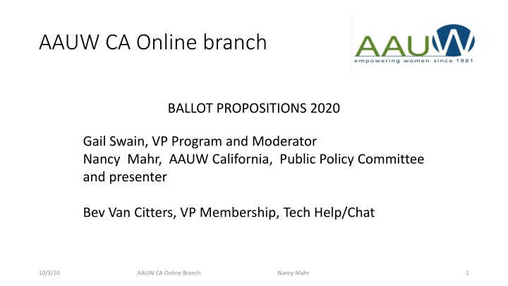 aauw ca online branch