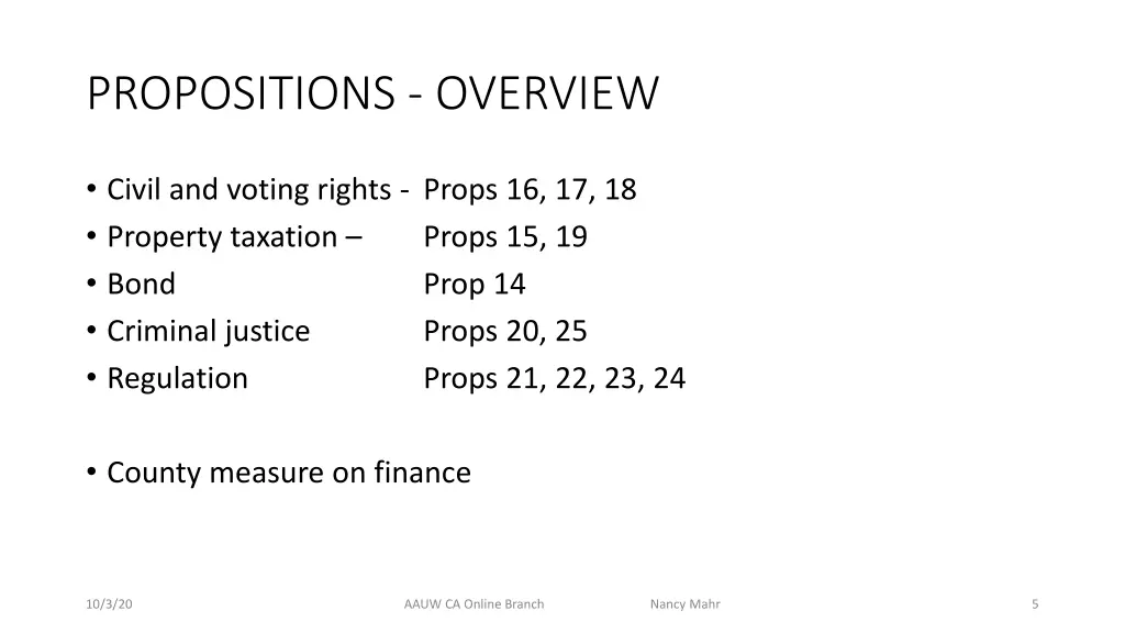 propositions overview