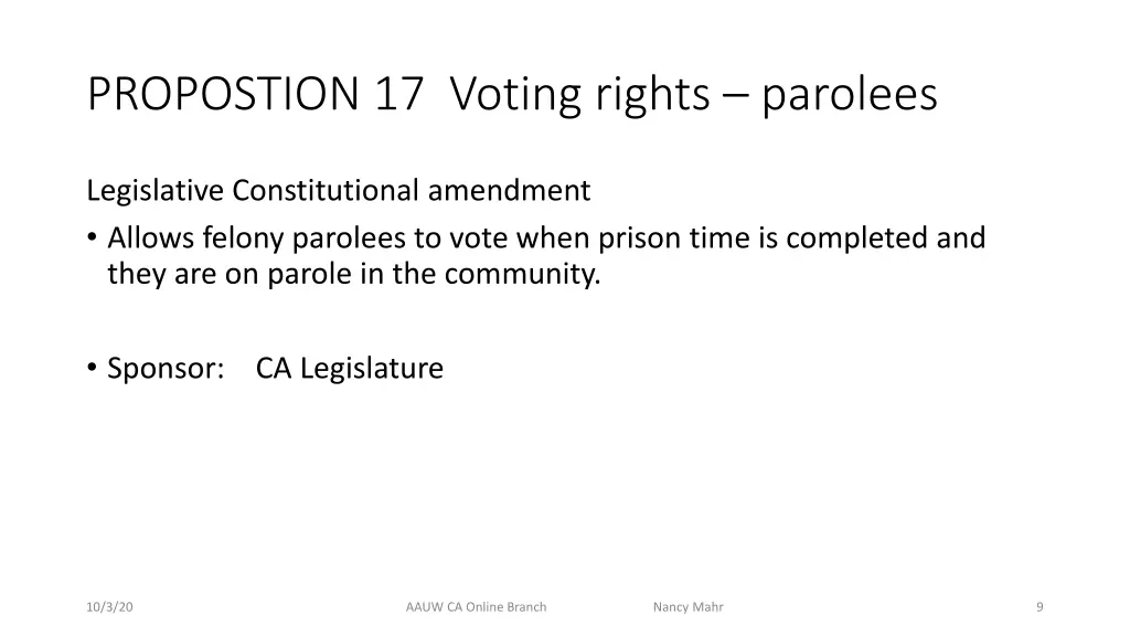 propostion 17 voting rights parolees