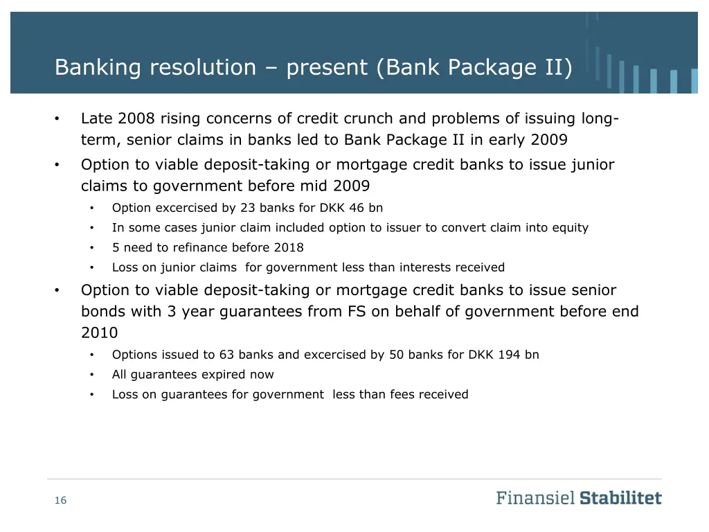 banking resolution present bank package ii