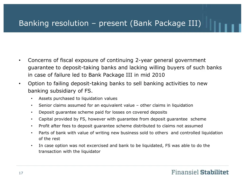 banking resolution present bank package iii