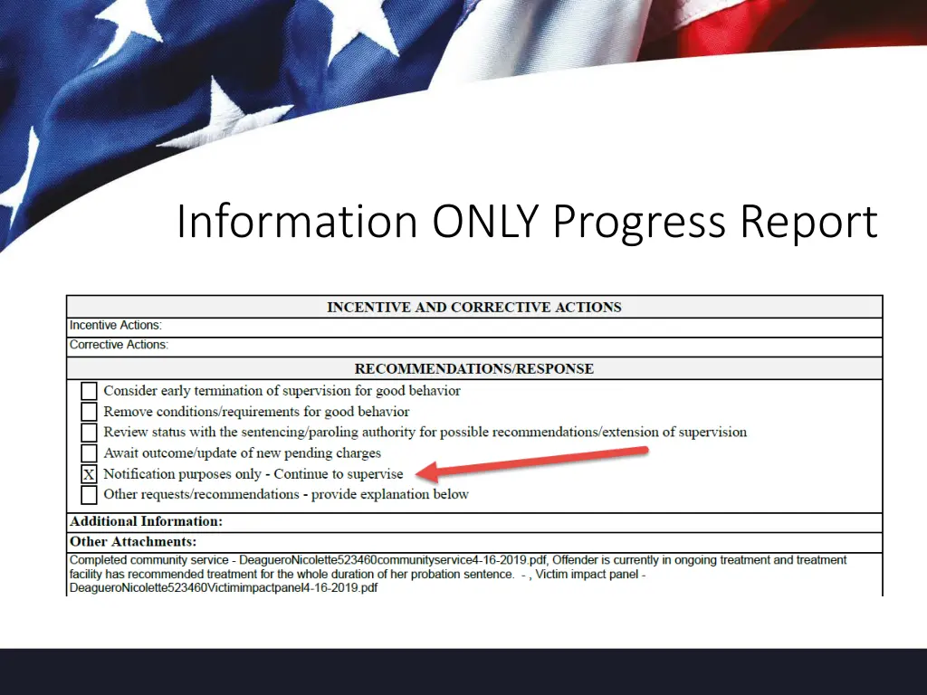 information only progress report