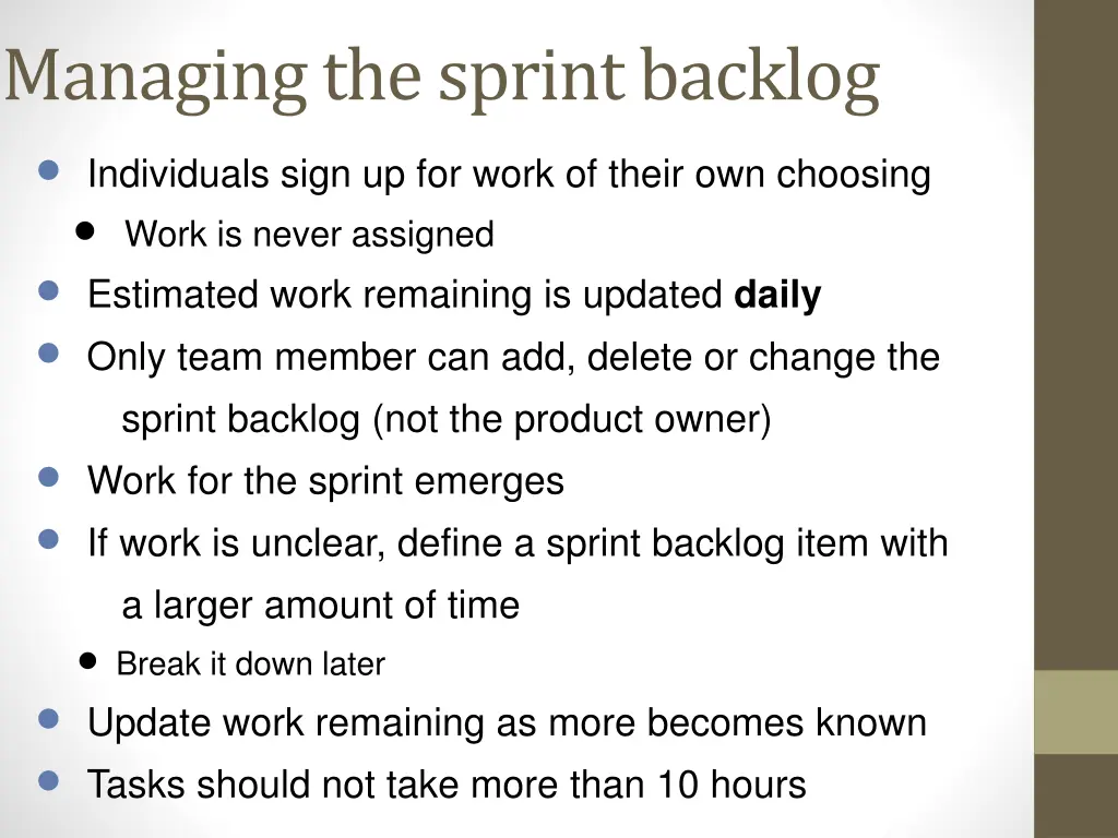 managing the sprint backlog individuals sign