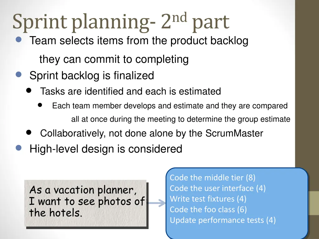 sprint planning 2 nd part team selects items from