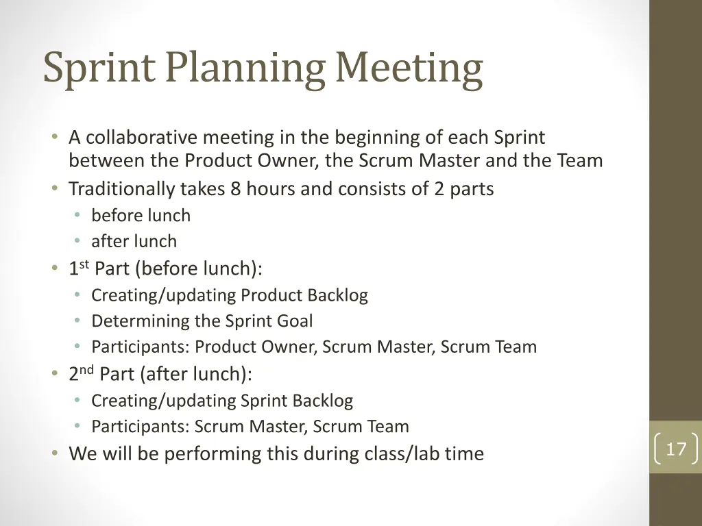 sprint planning meeting