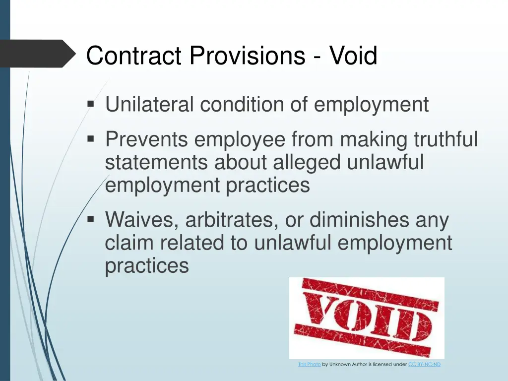 contract provisions void