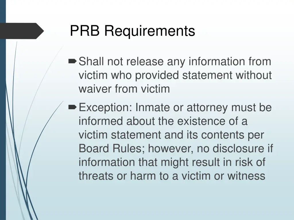 prb requirements