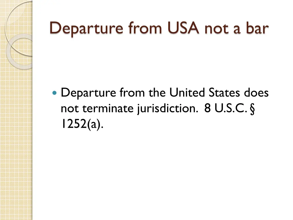 departure from usa not a bar