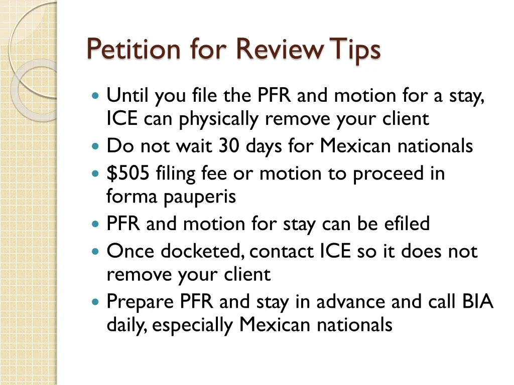 petition for review tips