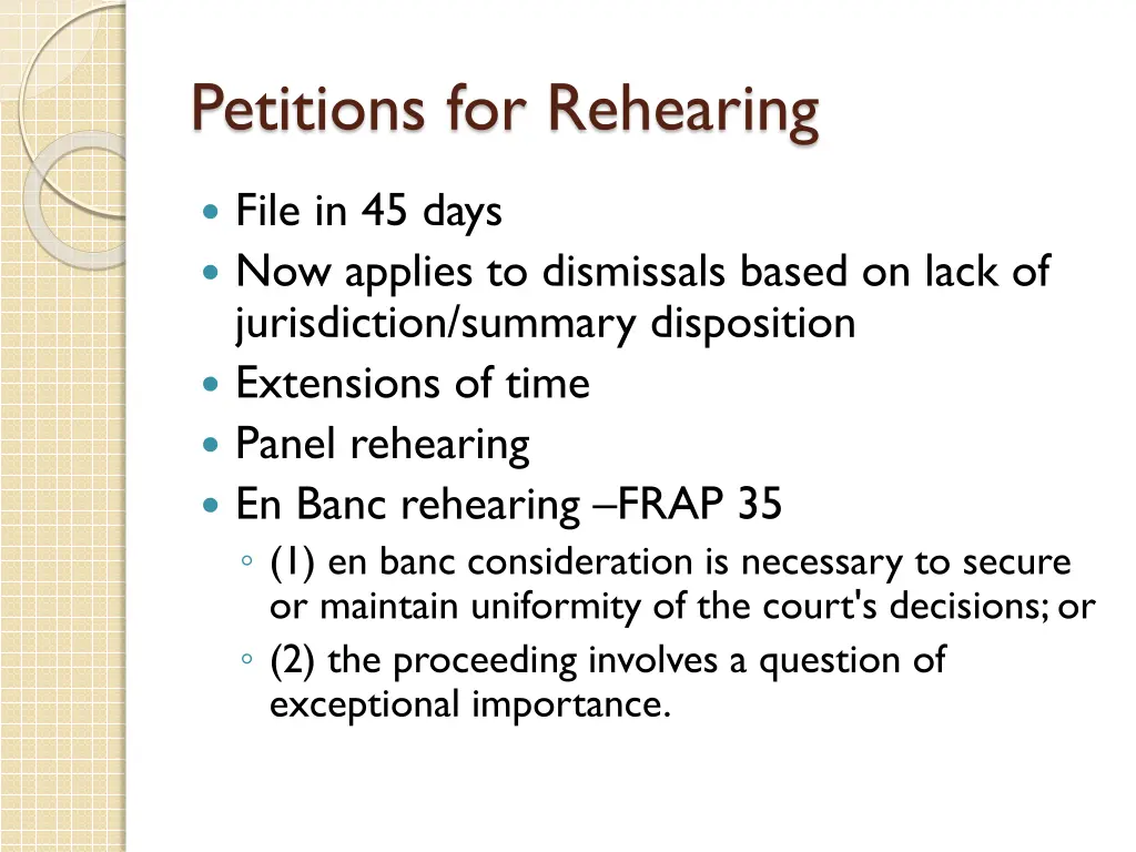 petitions for rehearing