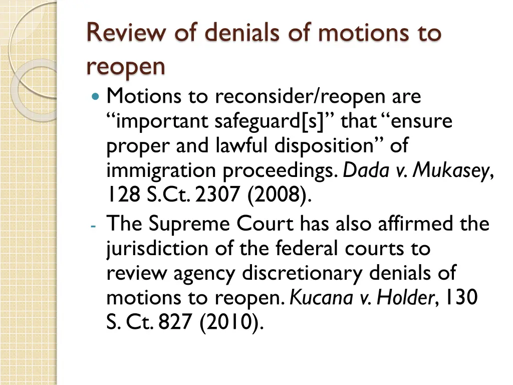 review of denials of motions to reopen motions