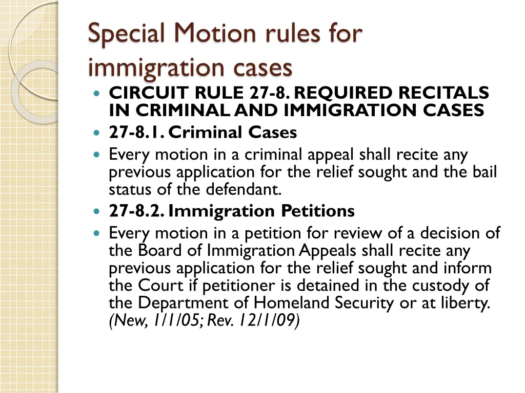 special motion rules for immigration cases