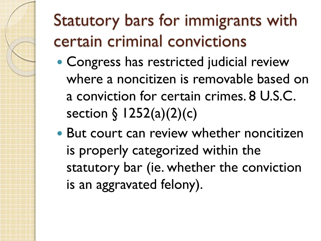 statutory bars for immigrants with certain