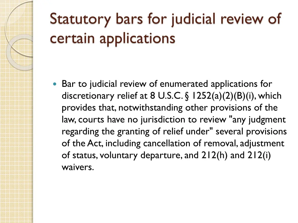 statutory bars for judicial review of certain