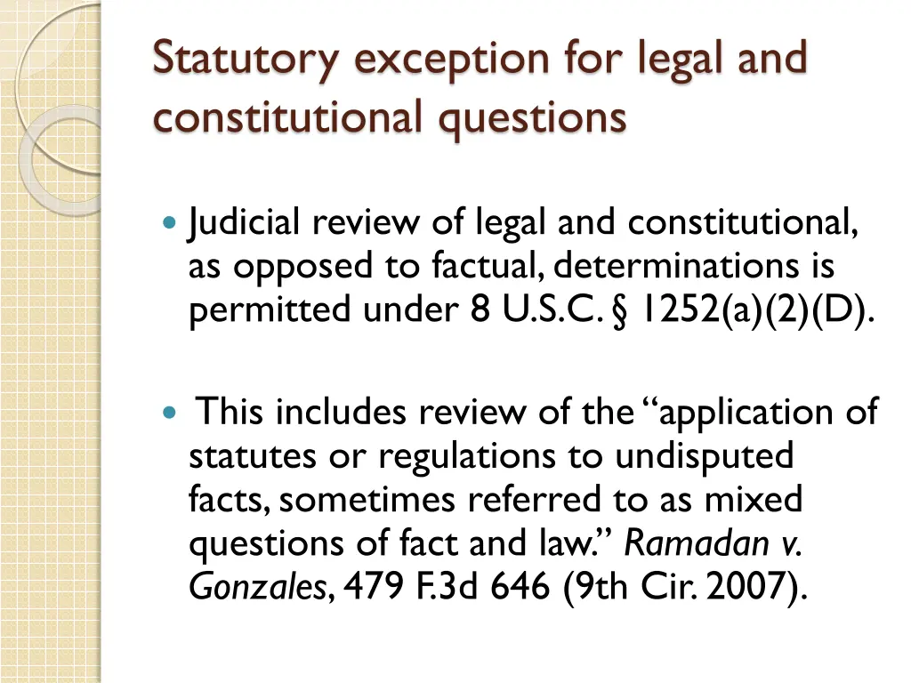 statutory exception for legal and constitutional