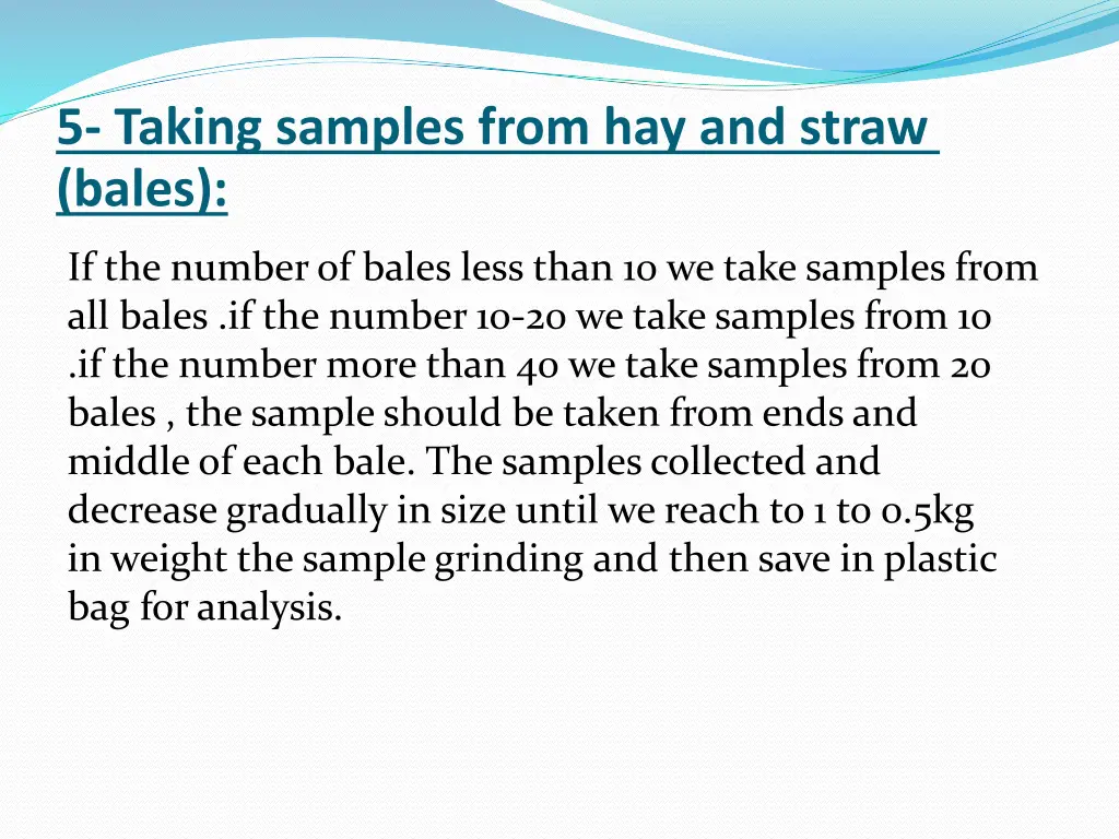 5 taking samples from hay and straw bales