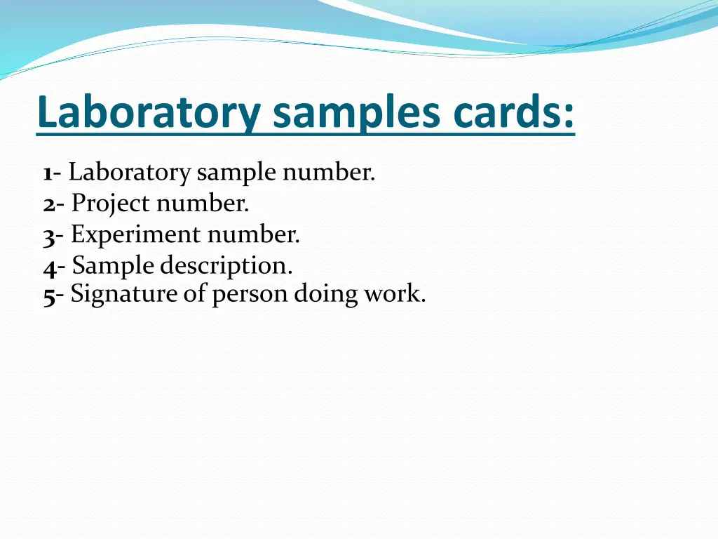 laboratory samples cards