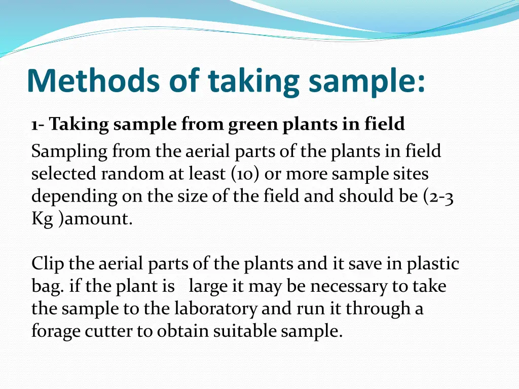 methods of taking sample