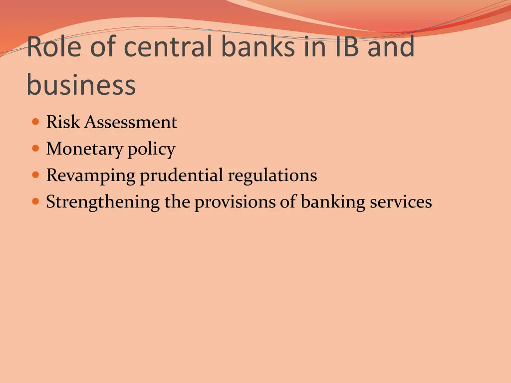 role of central banks in ib and business