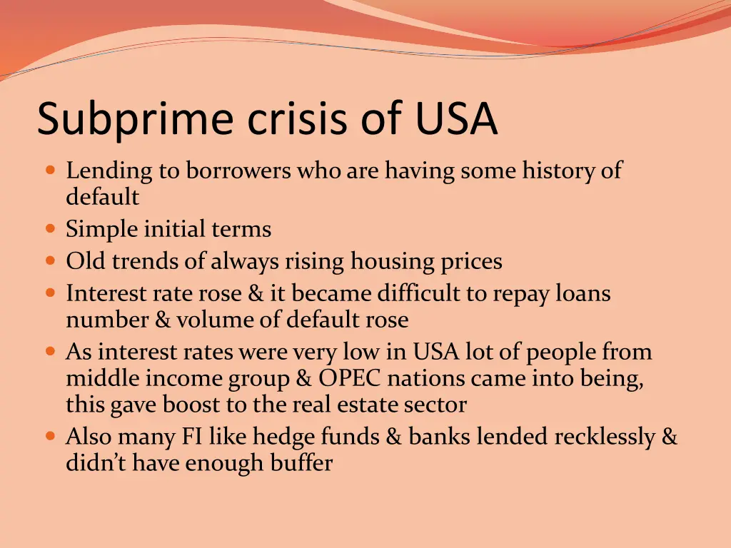 subprime crisis of usa