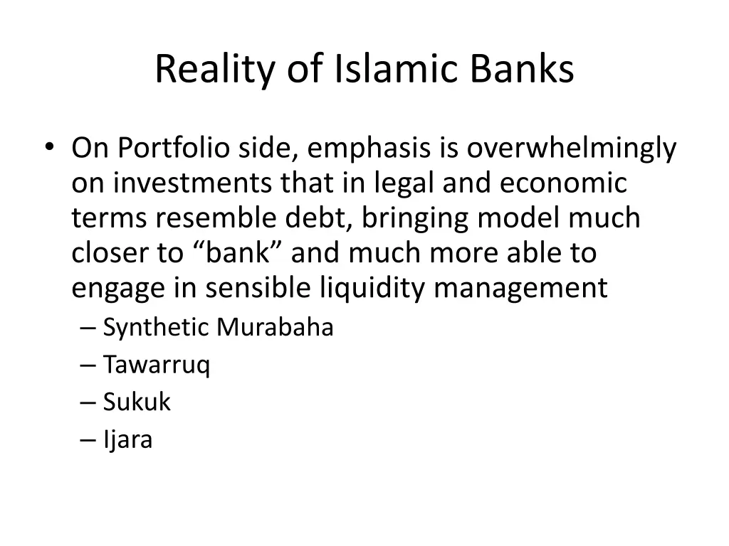 reality of islamic banks