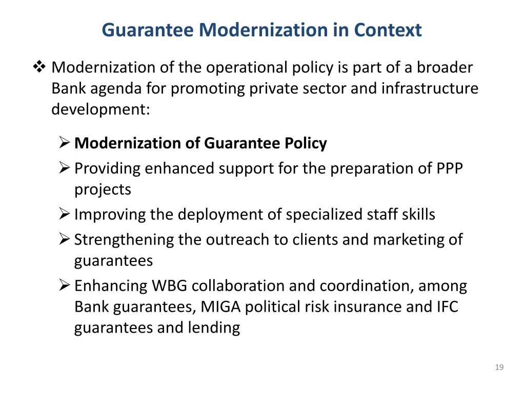 guarantee modernization in context