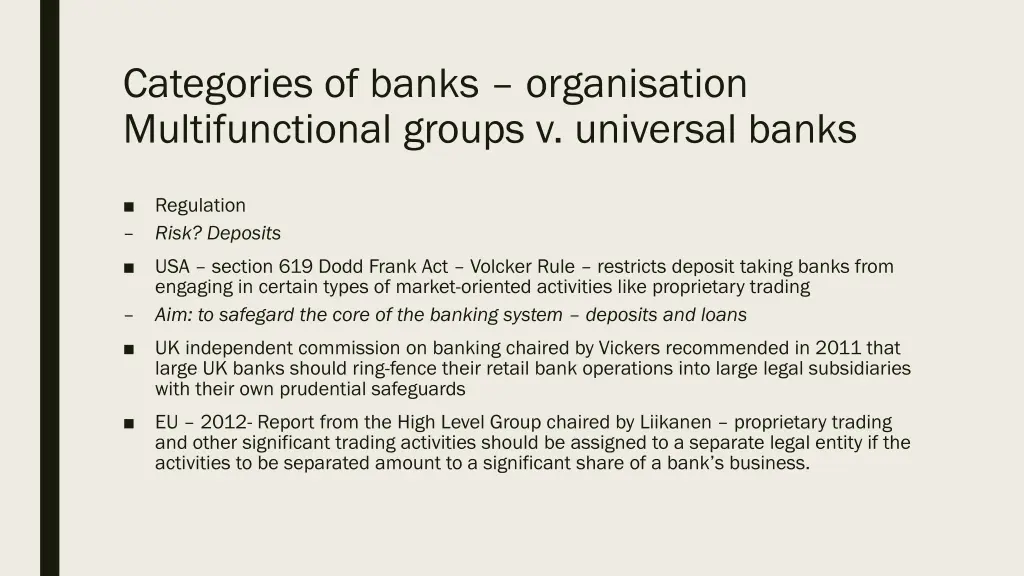 categories of banks organisation multifunctional 1