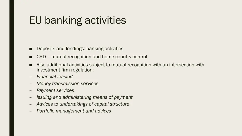 eu banking activities